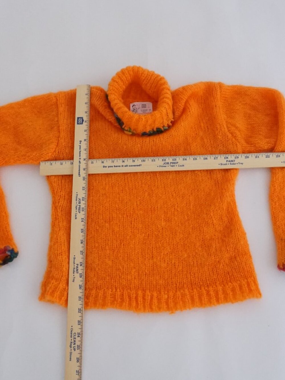 Fresh Baked Goods Orange Hand Knit Turtleneck Sweater Chunky Rib Trim Sweater M - Picture 3 of 10